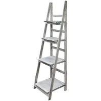 Kingpower Leiterregal Bücherregal Wandregal Standregal Blumentreppe Klappbar Antik-Weiß