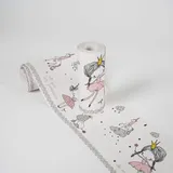 A.S. Création selbstklebende Bordüre - Papierbordüre mit kinderfreundlichen Motiven in Rosa, Grau und Weiß - auf 5,00 m x 0,15 m je Rolle