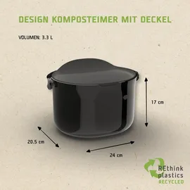 Skaza Exceeding Expectations Behälter für Küchenabfälle, formschöner Komposteimer, Biomüll-Eimer, schwarz