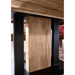 Esstisch K+W KOMFORT & WOHNEN "Floyd", braun (balkeneiche natur 437, schwarz struktur, balkeneiche natur), B:160cm H:75cm T:90cm, Tische, Massivholz, gerissene Balkeneiche, in 2 Breiten