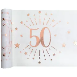 50. Geburtstag roségold Tischläufer 5 m x 30 cm Zahl 50