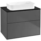 Villeroy & Boch Villeroy und Boch Finion Waschtischunterschrank F63200GK 80x60,3x50,1mm, Glass Black Matt, Anthracite matt