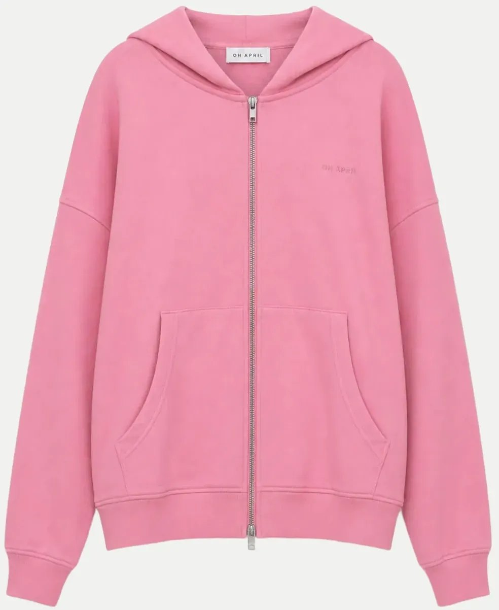 Hoodie BF Zip Flower Pink L