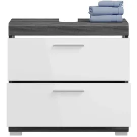 inn.furn Waschbeckenunterschrank Weiß Hochglanz grau 60 cm Shawn
