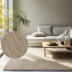 Teppich HANSE HOME "Dhaka Juteteppich", beige, B:190cm H:5mm L:280cm, Jute, Teppiche, Handgewebt, Jute, Wolle, Natur, Wohnzimmer, Flur, Klassisch, Boho