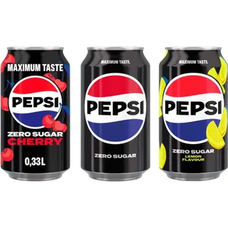 Pepsi Zero Sugar, Zero Sugar Cherry & Zero Sugar Lemon, je 24 x 33cl