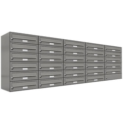 AL Briefkastensysteme Wandbriefkasten 29er Premium Briefkasten Aluminiumgrau RAL 9007 für Außen Wand 5×6 grau