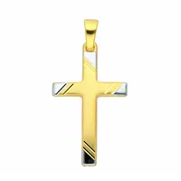 Kreuzkette ADELIA ́S "Halskette - Kreuzkette mit Kreuz Anhänger aus 585 Gold", gold, Halsketten, Damen, Gelbgold 585 Gold, Gelbgold 585, Gold, Kreuzkette, Schmuckset mit bis 45 cm stufenlos verstellbarer 925 Silber Halskette