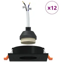 VidaXL Einbau-Spotlights 12 Stück Quadratisch GU10 Schwarz 91x91 mm