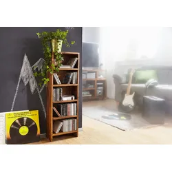FineBuy CD Regal Massivholz Standregal 90 cm CD-Aufbewahrung Landhaus 5 Fächer