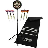 Stagecaptain BullsEye Pro Dartscheibe Sisal inkl. Ständer und Matte Set