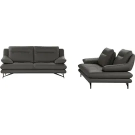 Calia Italia 2,5-Sitzer CALIA ITALIA "Cezanne, italienisches Design trifft erstklassigen Sitzkomfort, Leder", grau (327 grigio scuro), B:195cm H:90cm T:109cm, Sofas, Edles Designsofa in besonders langlebigen & pflegeleichten Lederarten