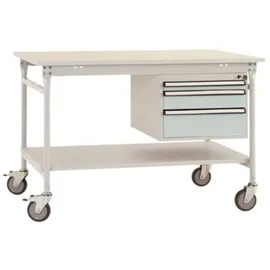 Manuflex Beistelltisch Stahlblech/Melamin 1500 x 800 x 850 mm Lichtgrau