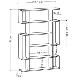 Decortie Mito Bücherregal 108,5 x 25,5 x 161 cm Anthrazit/Grau