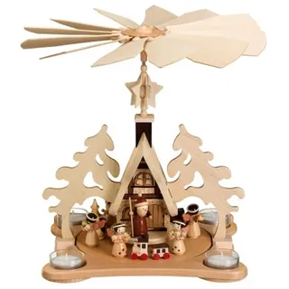 Zeidler Holzkunst Tischpyramide Waldhaus Teelichtpyramide, Erzgebirge