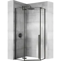 REA Duschkabine Diamond 80 x 80 cm rechts 195 cm schwarz transparent