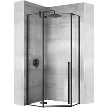 REA Duschkabine Diamond 80 x 80 cm rechts 195 cm schwarz transparent