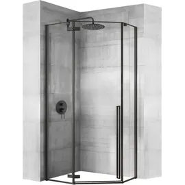 REA Duschkabine Diamond 80 x 80 cm rechts 195 cm schwarz transparent