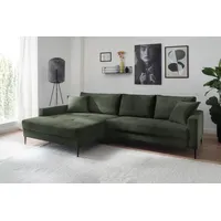 Ecksofa TRENDS BY HG "Summer L-Form" Sofas Gr. B/H/T: 278cm x 86cm x 174cm, Cord, Recamiere links, ohne Kopfstütze, grün in Cord-Stoff mit Metallfuß