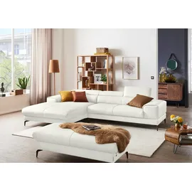 W.Schillig Ecksofa "Piedroo, Designsofa mit tollem Sitzkomfort, elegant und bequem, L-Form", weiß (weiß z59), B:303cm H:70cm T:193cm, Longlife Xtra-Leder Z59: Glattleder mit modischer Prägung.