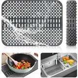 LeapBeast Spülbeckeneinlage Silikon, Matte für Spülbecken,Spülbeckeneinlage Eckig, Spülbecken Matte zum Abstellen und Trocken von Besteck Hitze und Rutschfestigkeit (Dunkelgrau, 43 x 32 x 1.2cm)