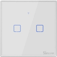 Sonoff T2EU2C-TX Smart Switch, 2-Kanal Wand-Schaltaktor, weiß, mit Rahme...