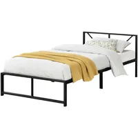 [en.casa] Metallbett, Schwarz, Metall, 90x200 cm, Schlafzimmer, Betten, Metallbetten