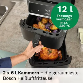 Bosch Serie 6 Heißluftfritteuse MAFD661B0 Schwarz 12 l