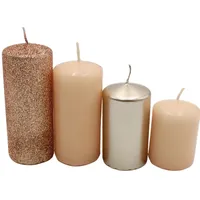 Dekohelden24 Gestufte Stumpenkerzen 280 g H 5-10 cm Ø 4 cm Nude/Cappuccino