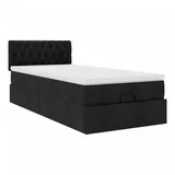 vidaXL Ottoman-Bett mit Matratze Schwarz 100x200 cm Stoff