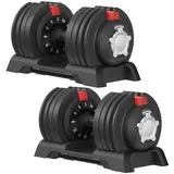 Songmics Kurzhanteln 2er set Verstellbare Kurzhanteln 12-in-1 3 kg bis 24 kg schwarz/rot