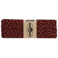 maDDma Webband 3m Oaki Doki Schrägband mit Leopard Print braun|rot|schwarz