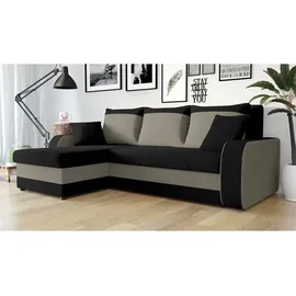 Mirjan24 Ecksofa 2-Sitzer Mikrofaser Grau/Schwarz