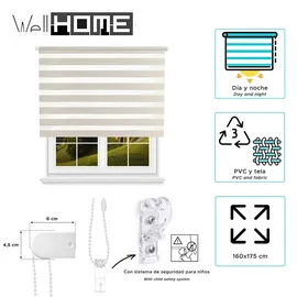 Wellhome Doppelrollo 160 x 175 cm beige/weiß