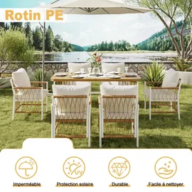 gl store Gartenmöbel-Set 7-tlg. Beige/Naturfarbe