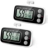 Cyslmuk - 2er-Pack Kühlschrankthermometer, digitales Kühlschrank-Gefrierschrank-Thermometer mit großem LCD-Display, Min/Max-Funktion, 3