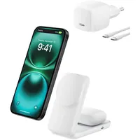 Belkin UltraCharge faltbare magnetische 2-in-1-Ladestation mit Qi2 25W weiß,