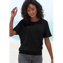 vivance by lascana Kurzarmshirt mit breitem Bund schwarz 36/38