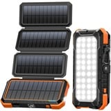 BLAVOR Solar Powerbank 20000mAh Solarladegerät mit 4 Solarpanel und USB C Ausgängen PD 18W Schnellladung Externer Akku Tragbares Ladegerät für Outdoor Camping, Wandern Powerbank für Handy Tablet