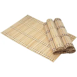 6-teiliges Tischset MCW-C13, Platzdeckchen Tischmatte Platzset, Bambus abwaschbar 45x30cm ~ hellbraun