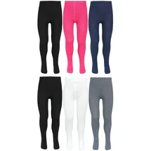 TupTam Strumpfhose Mädchen Bunt Gemustert 6er Pack – Warme Strickstrumpfhosen für Herbst und Winter, Farbe: Schwarz 2x dunkelblau weiß grau pink), Größe: 128-134 - 128-134
