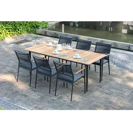 Zebra Technologies Zebra Spider Gartentisch 210x90x76cm Aluminium/Teak Dunkelgrau