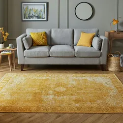 Kadima Design Vielseitiger Vintage Teppich `Coquet Tara`. Farbe: Senfgelb, 155x230 cm