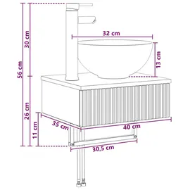 vidaXL Wandmontiertes Waschbecken Grau Sonoma 40 x 35 x 39 cm
