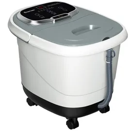 Costway Fussbad Massagegeraet Mit Rollen, Elektrische Fussbadewanne Heizung Und Duschemassage, Shiatsu Fussmassage Spa 10-60min Timer 35-48°C 500w Grau