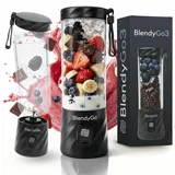 BlendyGo 3 Tragbarer Mixer, Blender, Mini Standmixer, 550 ml, Smoothie maker, Mixer smoothie maker to go, kabellos, zerkleinert Eis und Obst, BPA-freie, PulseMotion & BlendPro (Schwarz)