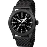 KHS PLABSSF.MB Herren-Armbanduhr Platoon Solar Meshband Schwarz