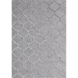 the carpet Knight Eleganter, Hochwertiger, Wohnzimmer Teppich, Softer Kurzflor, 3-D Effekt, Glänzende Design-Elemente, Hoch-Tief Struktur, Grau, 80 x 150 cm