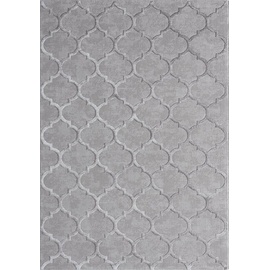 the carpet Knight Eleganter, Hochwertiger, Wohnzimmer Teppich, Softer Kurzflor, 3-D Effekt, Glänzende Design-Elemente, Hoch-Tief Struktur, Grau, 80 x 150 cm