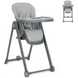 Lorelli Kinderhochstuhl PARTY Rollen Höhe Lehne Fußstütze Tisch sind einstellbar grau dunkelgrau